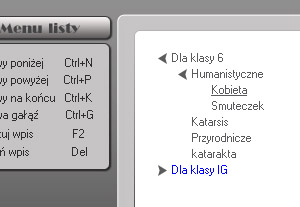 Lista z odnośnikiem do pliku testu